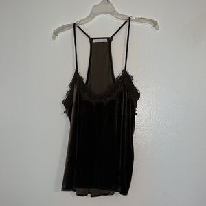 Tank top- Karlie brown tank w lace detail - size small